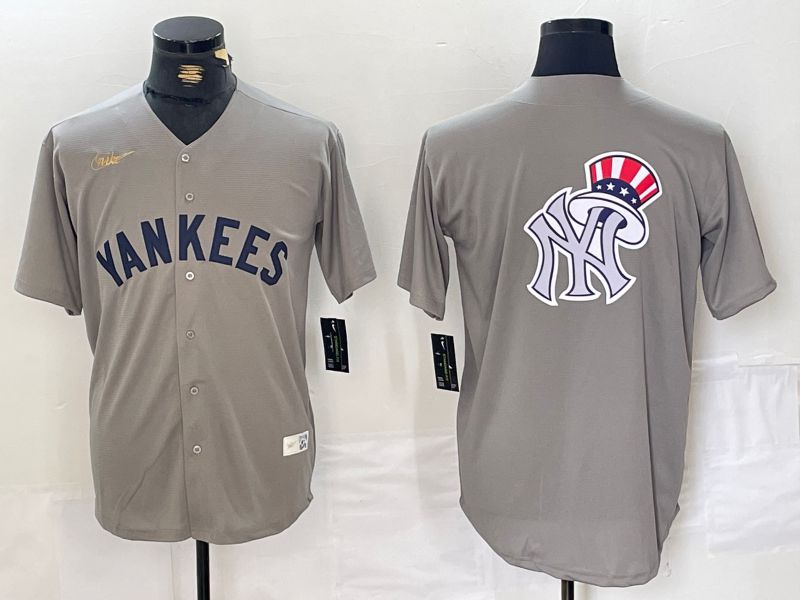 Men New York Yankees Blank Grey Throwback Nike Game 2024 MLB Jersey style 15